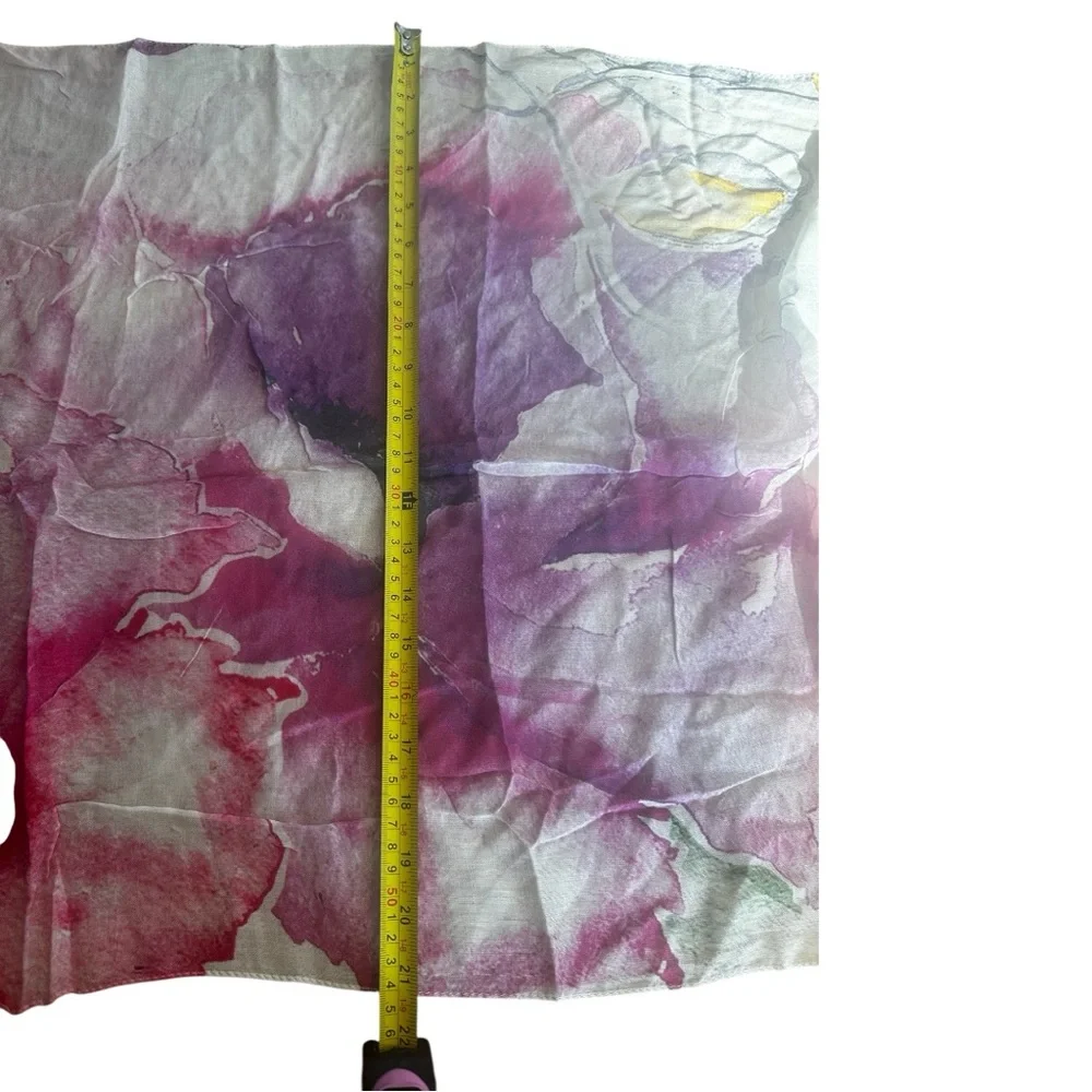 Talbots Watercolor Floral Modal Scarf Pink Purple Yellow 21x68 NWT Colorful New
